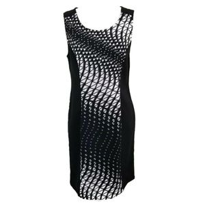 Stitch Btween M Shift Dress Black White NWOT